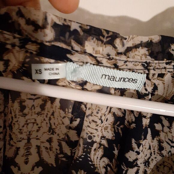 Maurices navy blue summer shirt xs 0 2 sheer feminine blouse tie waist top - Picture 2 of 5